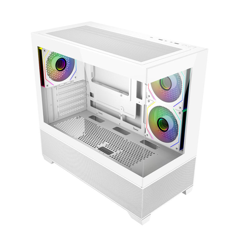 Cooler Master Elite 490 ARGB Tempered Glass Micro-ATX Case - White