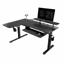 Eureka 60" L Shaped Electric Standing Desk Black Pro Left