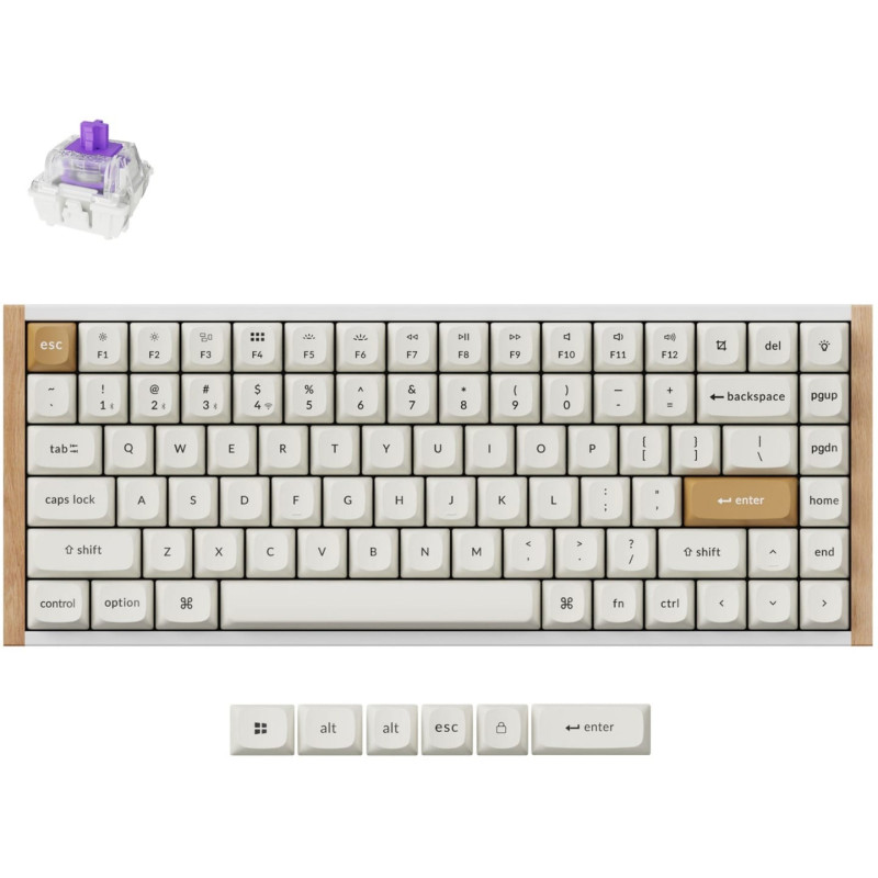 Keychron K2 HE Wireless Special Edition Side Wood White Frame Custom Keyboard - Nebula Magnetic Switch
