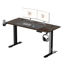 Fantech Office Desk Height Adjustable Motoriesd Electirc Stand Gaming Table - Walnut/Black