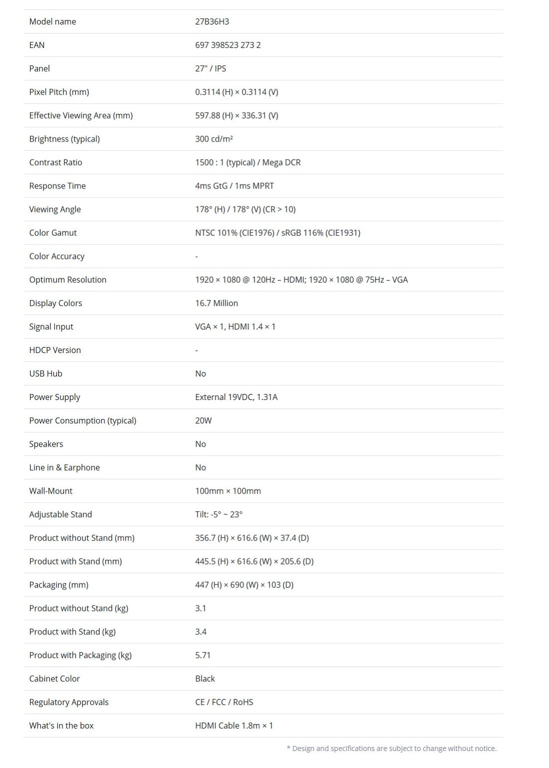 Technical Specifications