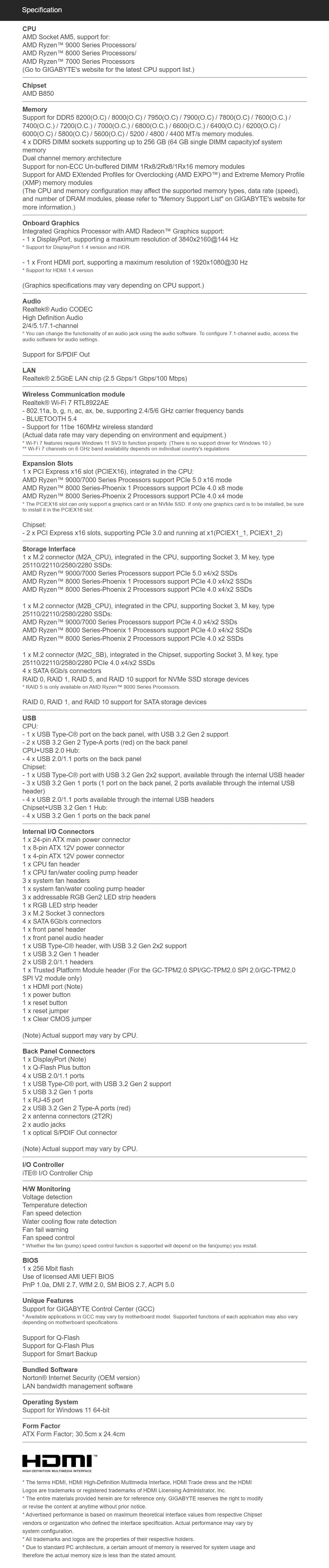 Technical Specifications