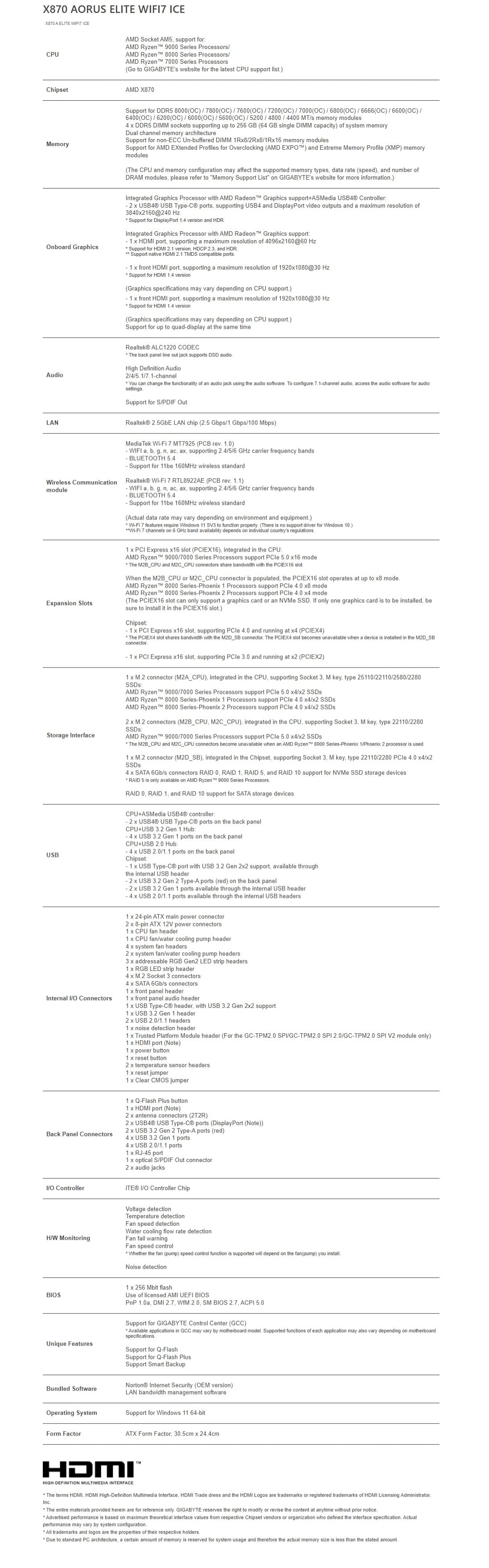 Technical Specifications