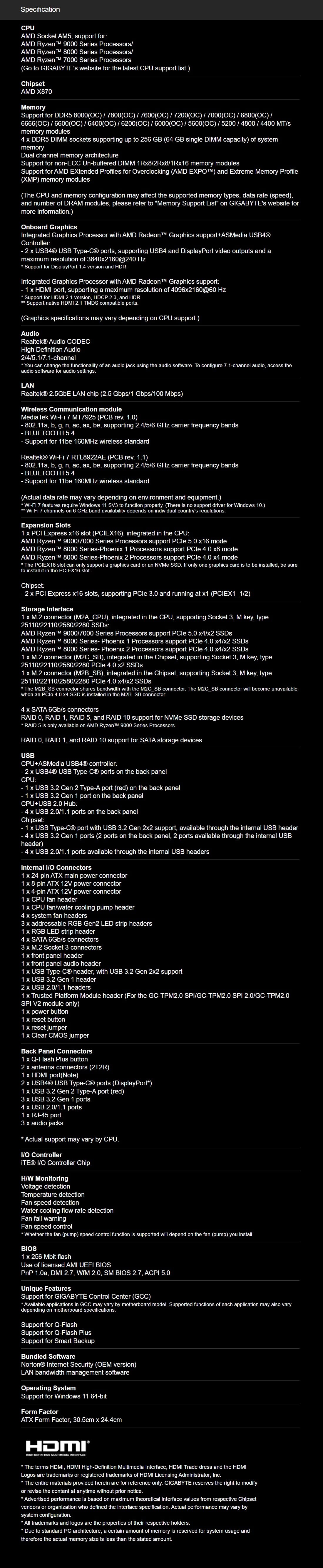 Technical Specifications